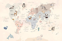Obraz Zvieratká na mape sveta